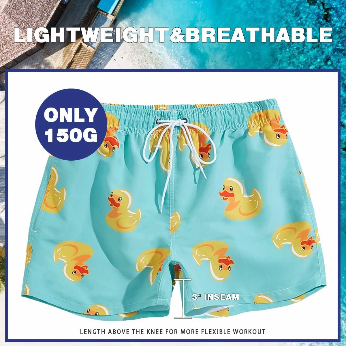 3 Inch Mens Swim Trunks Short Swim Shorts Quick Dry Mens Swim Suits
