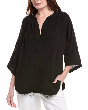 9seed Double Gauze Raw Edge Dashiki Top