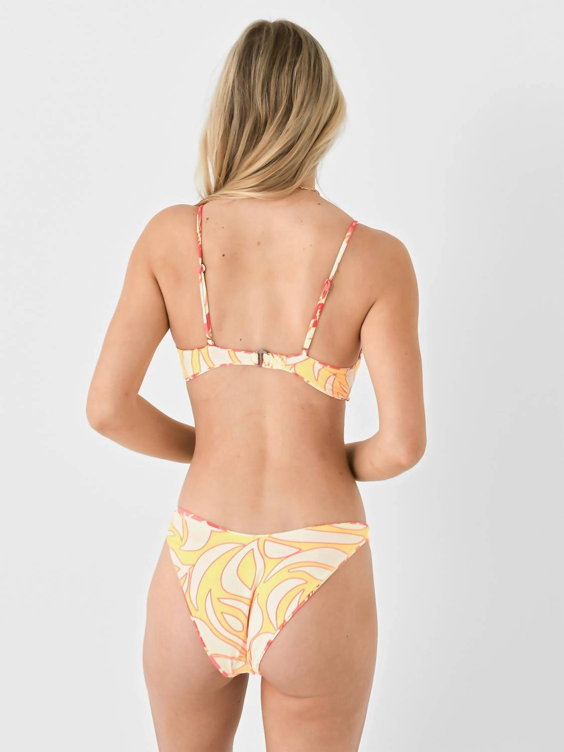 Abstract Garden Twisted Classic Bikini Top In Orange