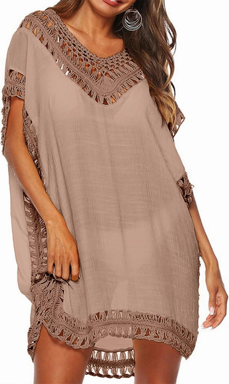 Adisputent Womens Swimsuits Cover Ups Crochet Chiffon Beach Cover Bathing Suit Bikini Wear Coverups Dress