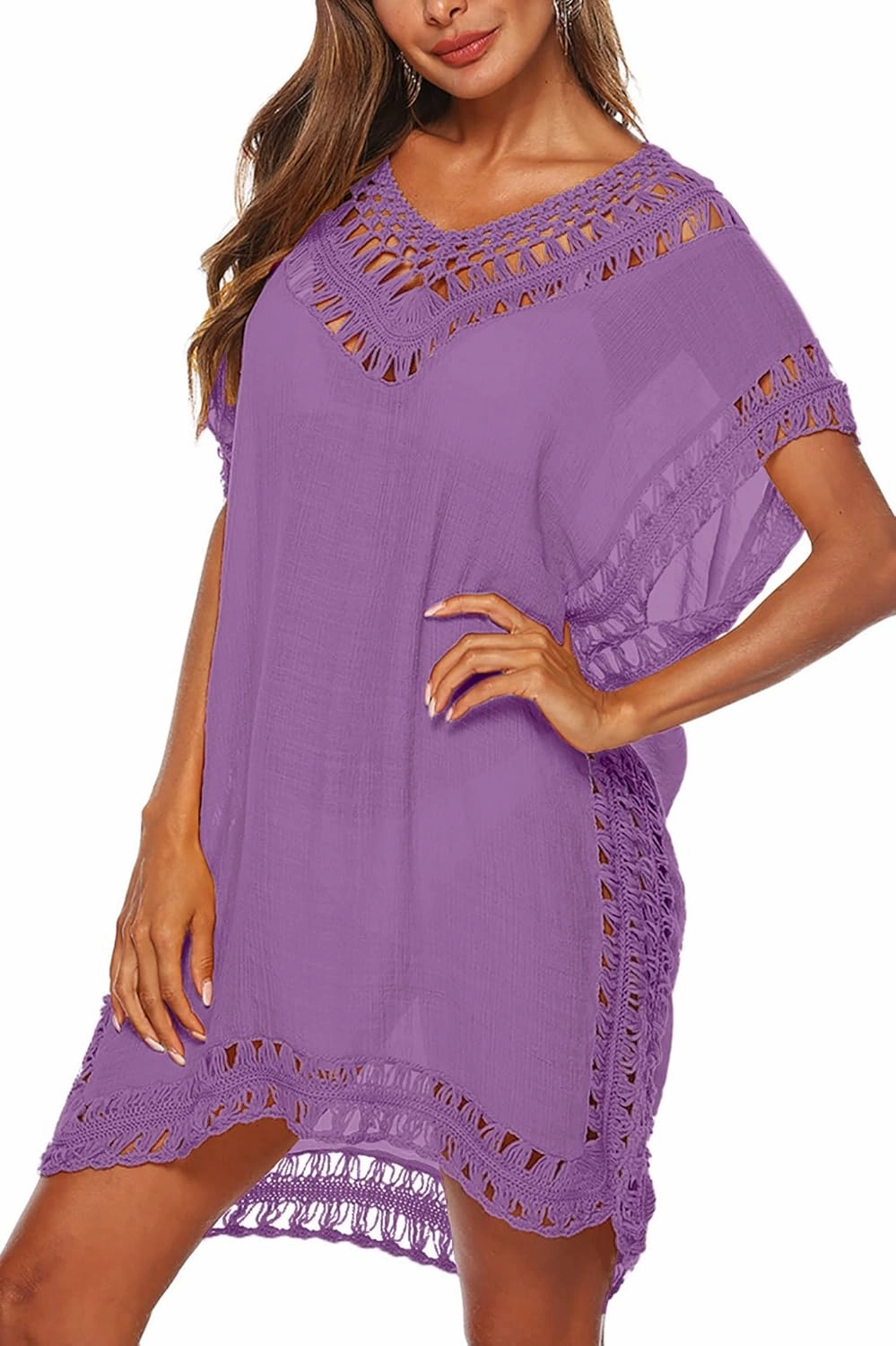 Adisputent Womens Swimsuits Cover Ups Crochet Chiffon Beach Cover Bathing Suit Bikini Wear Coverups Dress