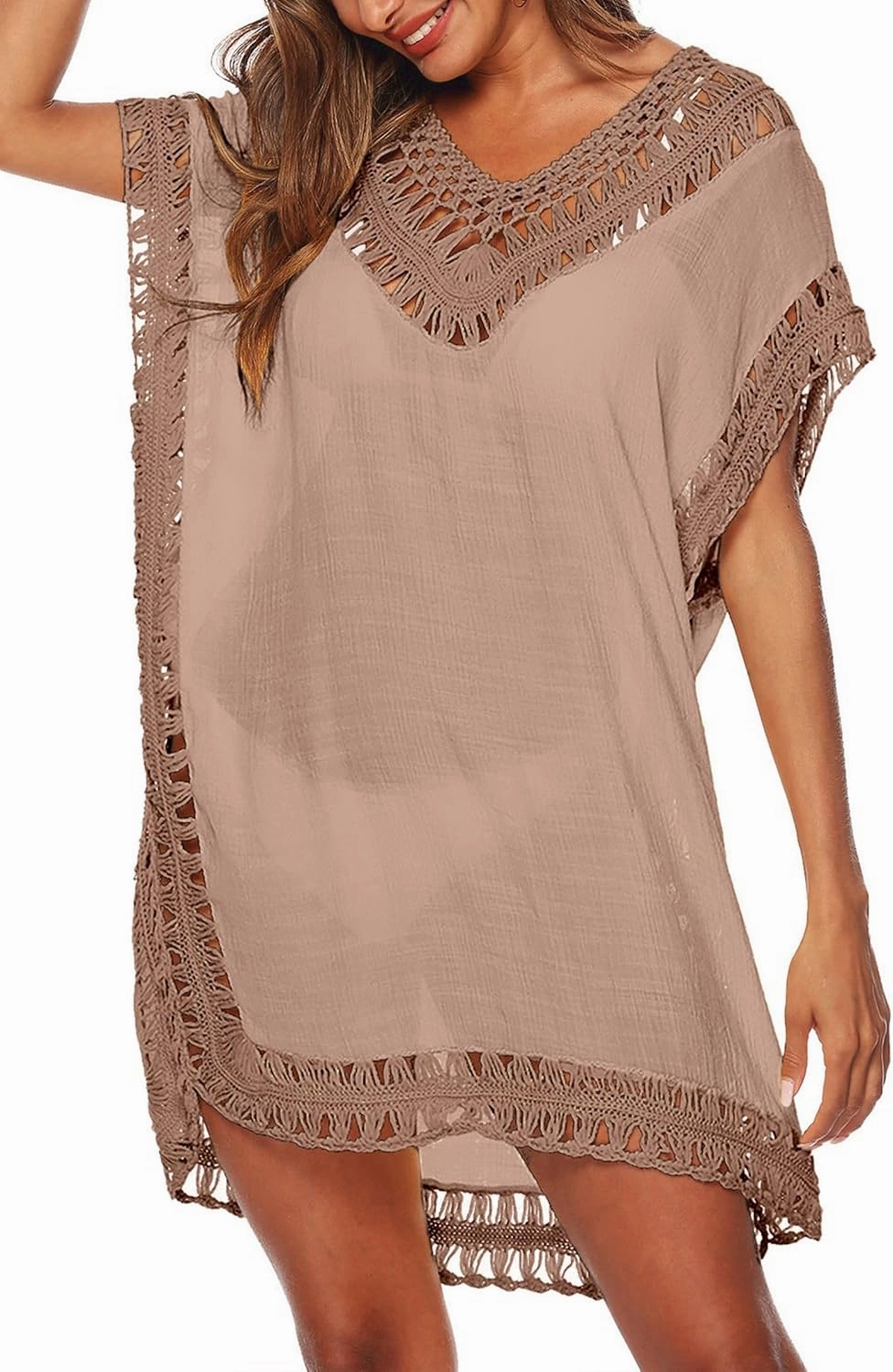 Adisputent Womens Swimsuits Cover Ups Crochet Chiffon Beach Cover Bathing Suit Bikini Wear Coverups Dress