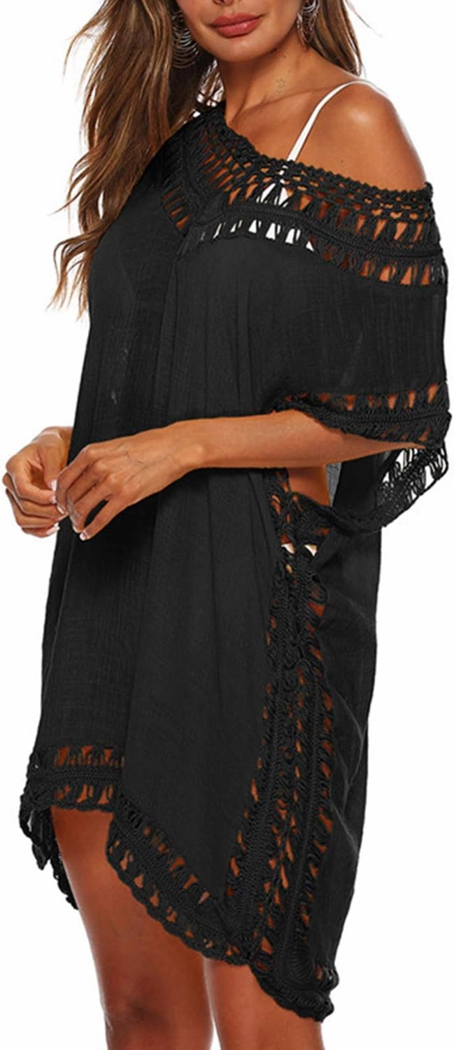 Adisputent Womens Swimsuits Cover Ups Crochet Chiffon Beach Cover Bathing Suit Bikini Wear Coverups Dress