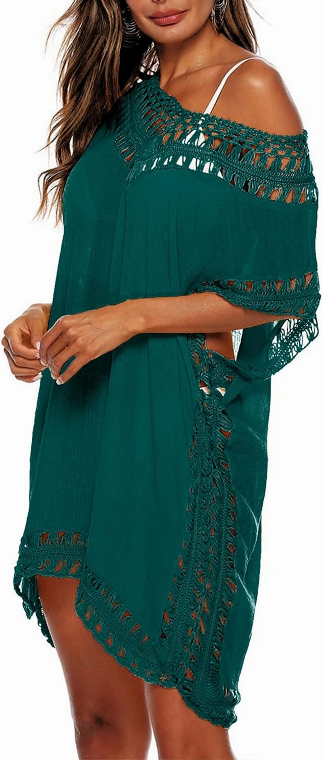 Adisputent Womens Swimsuits Cover Ups Crochet Chiffon Beach Cover Bathing Suit Bikini Wear Coverups Dress
