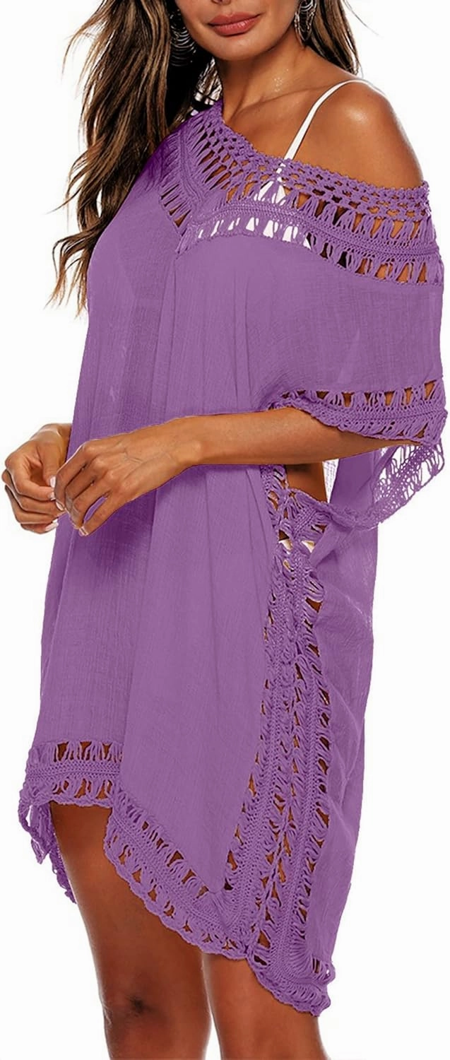 Adisputent Womens Swimsuits Cover Ups Crochet Chiffon Beach Cover Bathing Suit Bikini Wear Coverups Dress