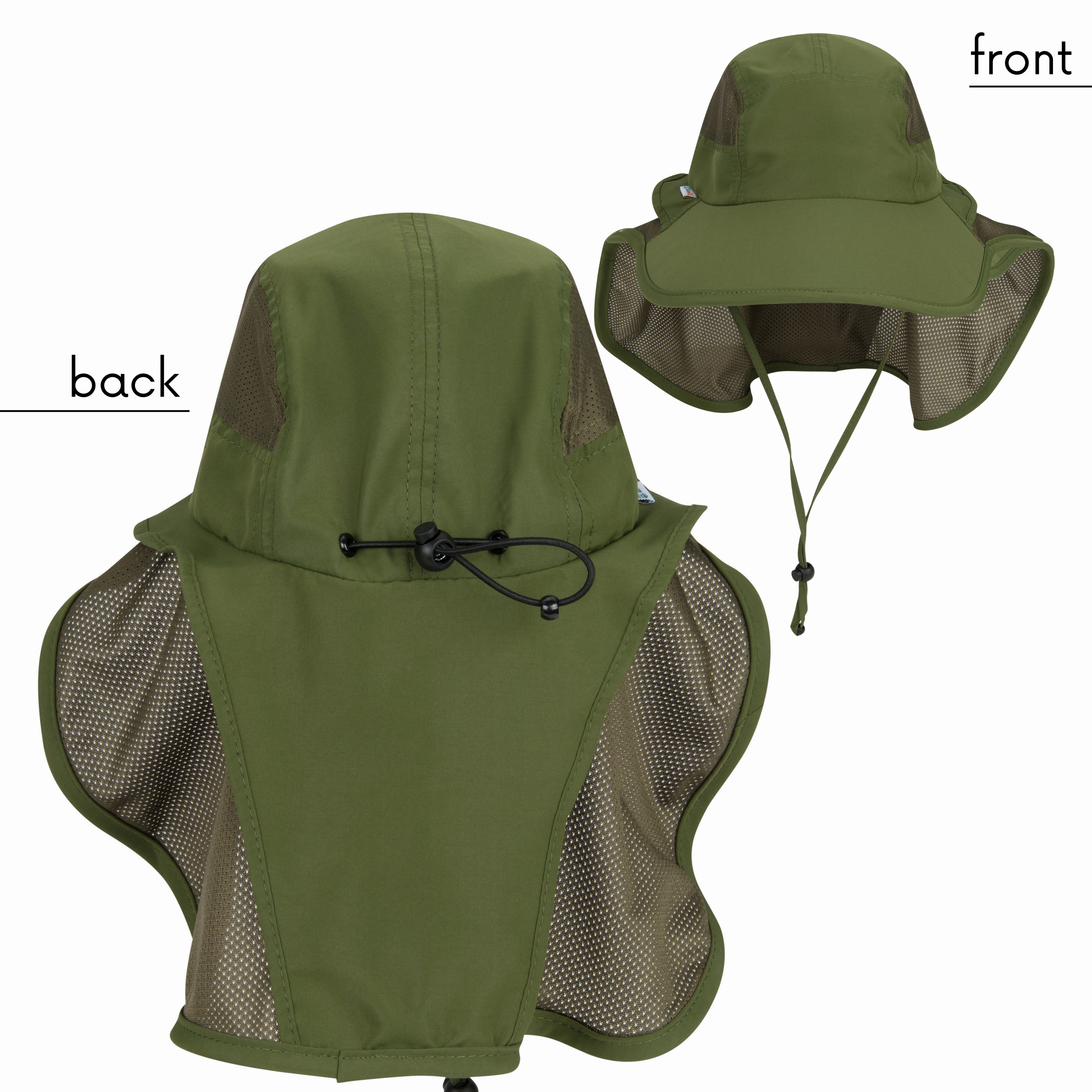 Adult Wide Brim   Flap Neck Sun Protective Adventure Hat | Olive