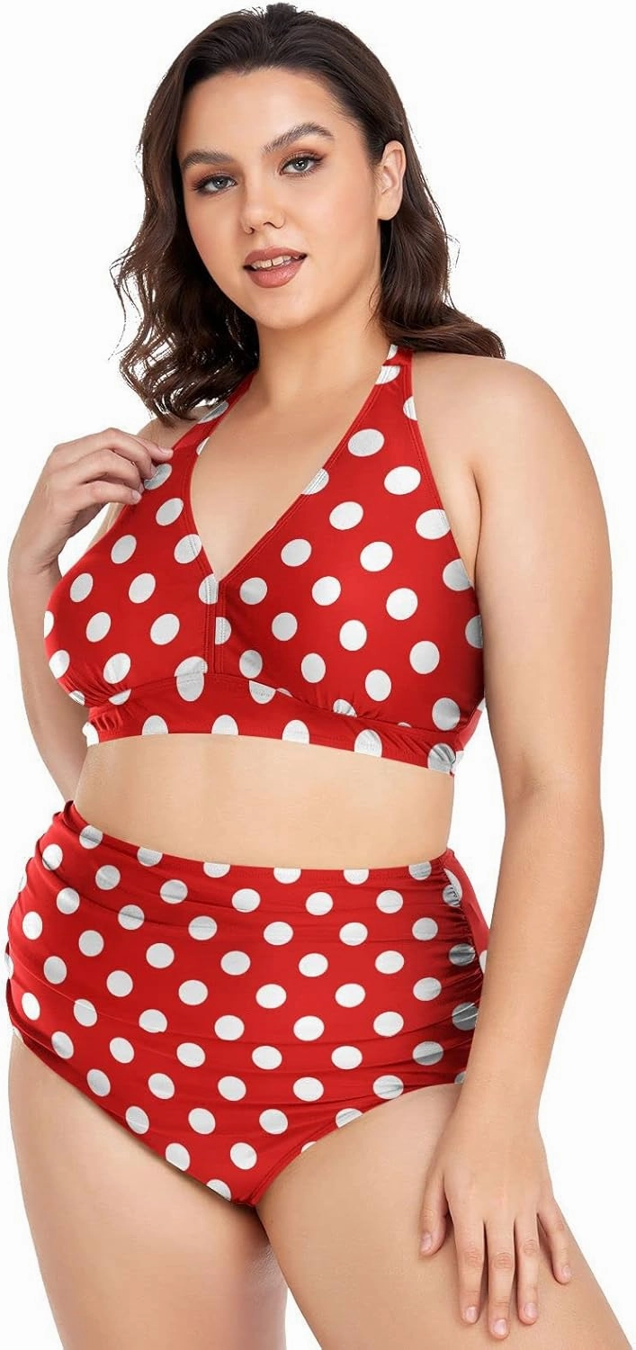 Aflyko Women Plus Size Bikini 2-Piece Swimsuit Ruched Swimwear Large Beachwear