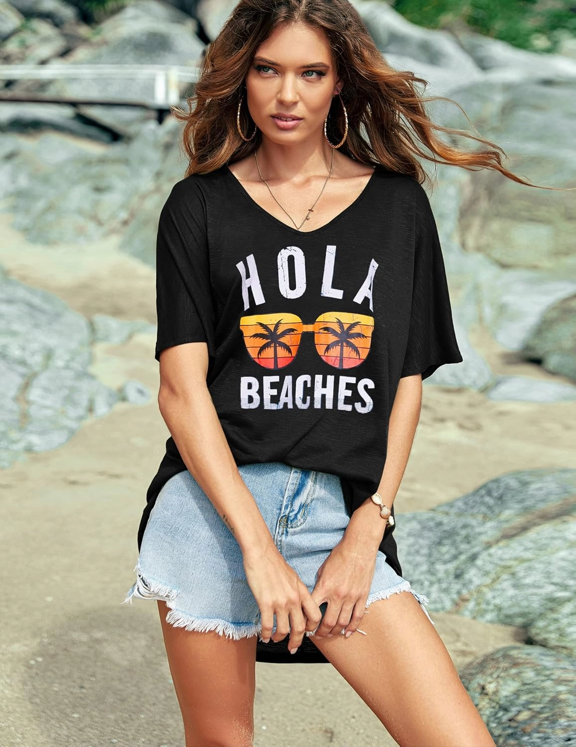 AI'MAGE Swimsuit Cover Up Women's Beach Dress Plus Size Bathing Suit Coverup Casual T Shirt Dresses Beachwear