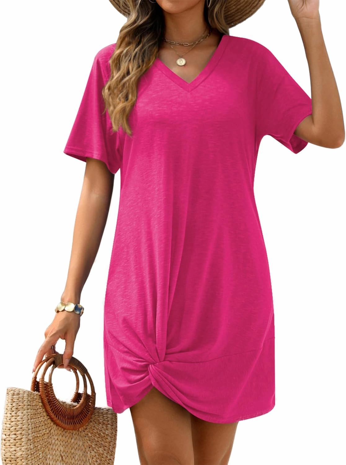 AI'MAGE Swimsuit Cover Ups for Women Short Sleeve Bathing Suit Coverup Casual Bikini Swimwear Beach Cover Up Dress S-XXL