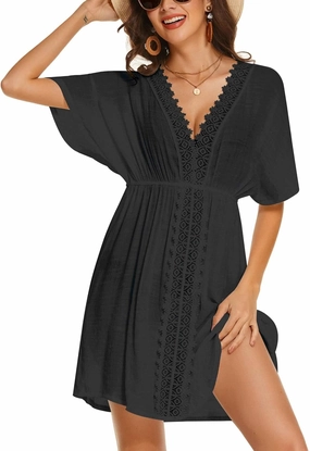 AI'MAGE Swimsuit Cover Ups Women's Bathing Suit V Neck Ruffle Sleeve Soft Coverups Dress S-XXL