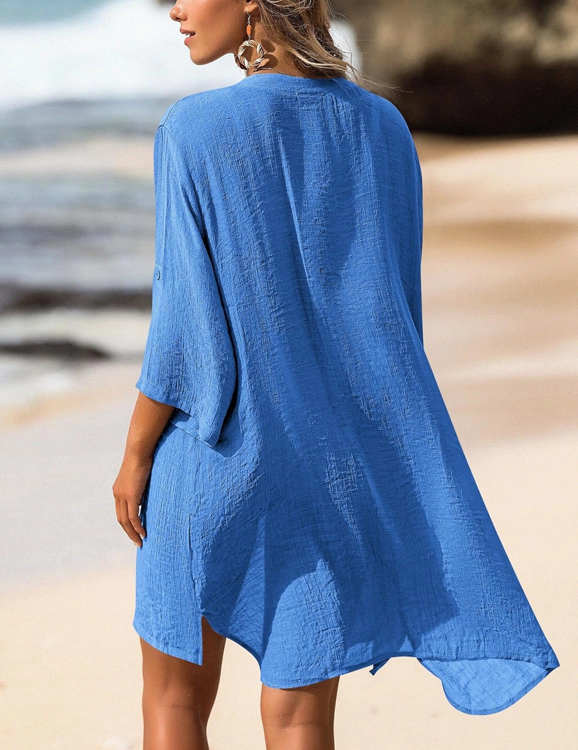 AI'MAGE Women's Swimsuit Cover Ups Shirt V-Neck Button Down Bathing Suit Coverups Beach Tunic Top S-3XL