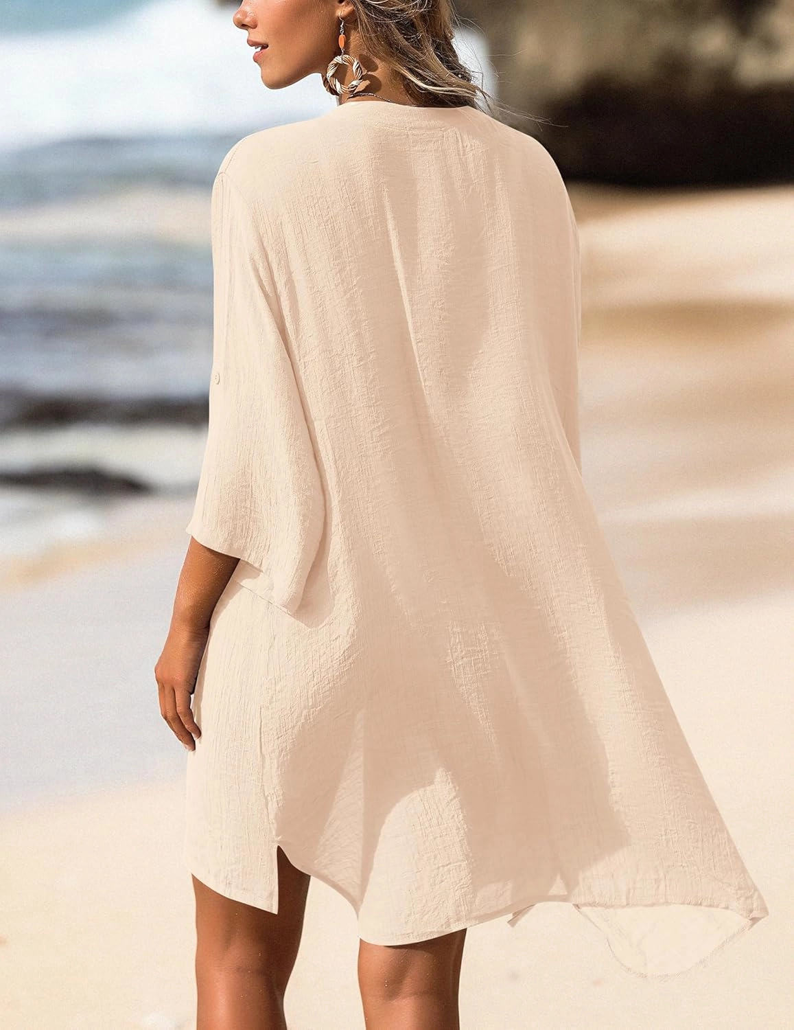AI'MAGE Women's Swimsuit Cover Ups Shirt V-Neck Button Down Bathing Suit Coverups Beach Tunic Top S-3XL