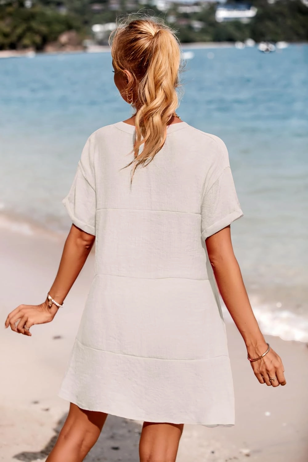AI'MAGE Women's Swimsuit Coverups Bikini Beach Swimwear Cover Up A-line Bathing Suit Cover Up Dress with Pockets