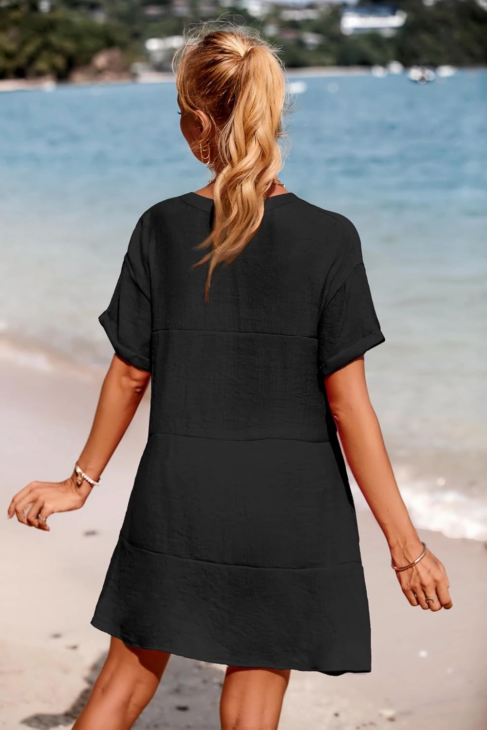 AI'MAGE Women's Swimsuit Coverups Bikini Beach Swimwear Cover Up A-line Bathing Suit Cover Up Dress with Pockets