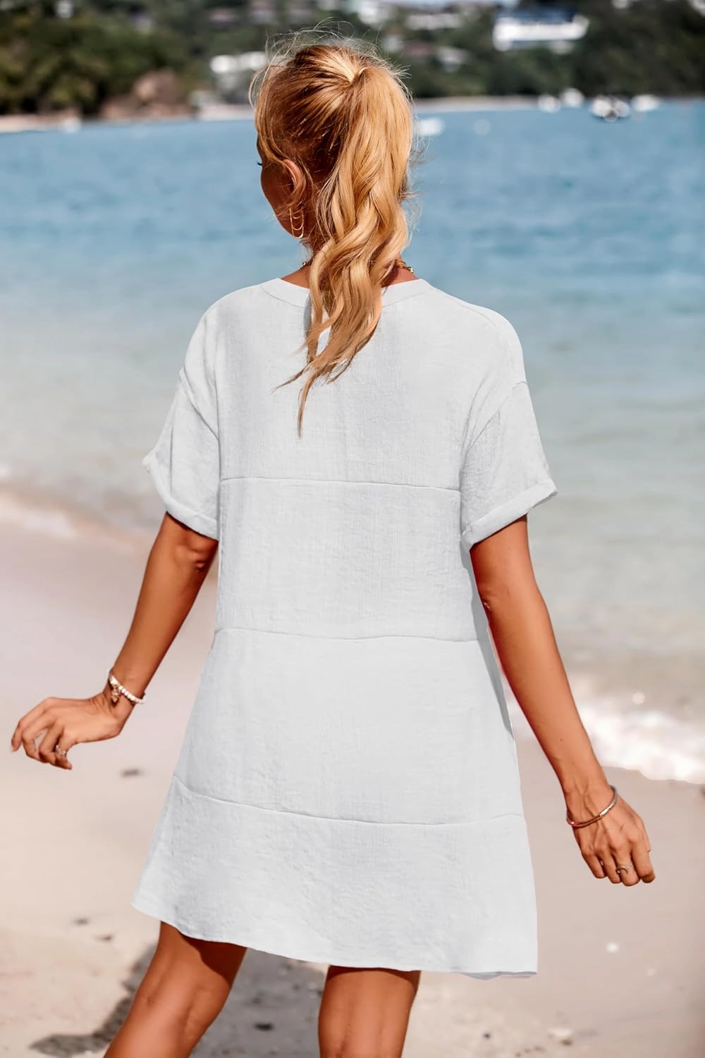 AI'MAGE Women's Swimsuit Coverups Bikini Beach Swimwear Cover Up A-line Bathing Suit Cover Up Dress with Pockets