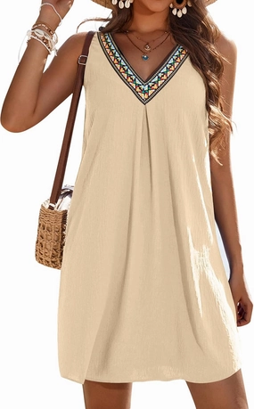 AI'MAGE Womens Sleeveless Swimsuit Cover Up V Neck Bathing Suit Coverups Bikini Beach Vacation Tank Dresses S-3XL