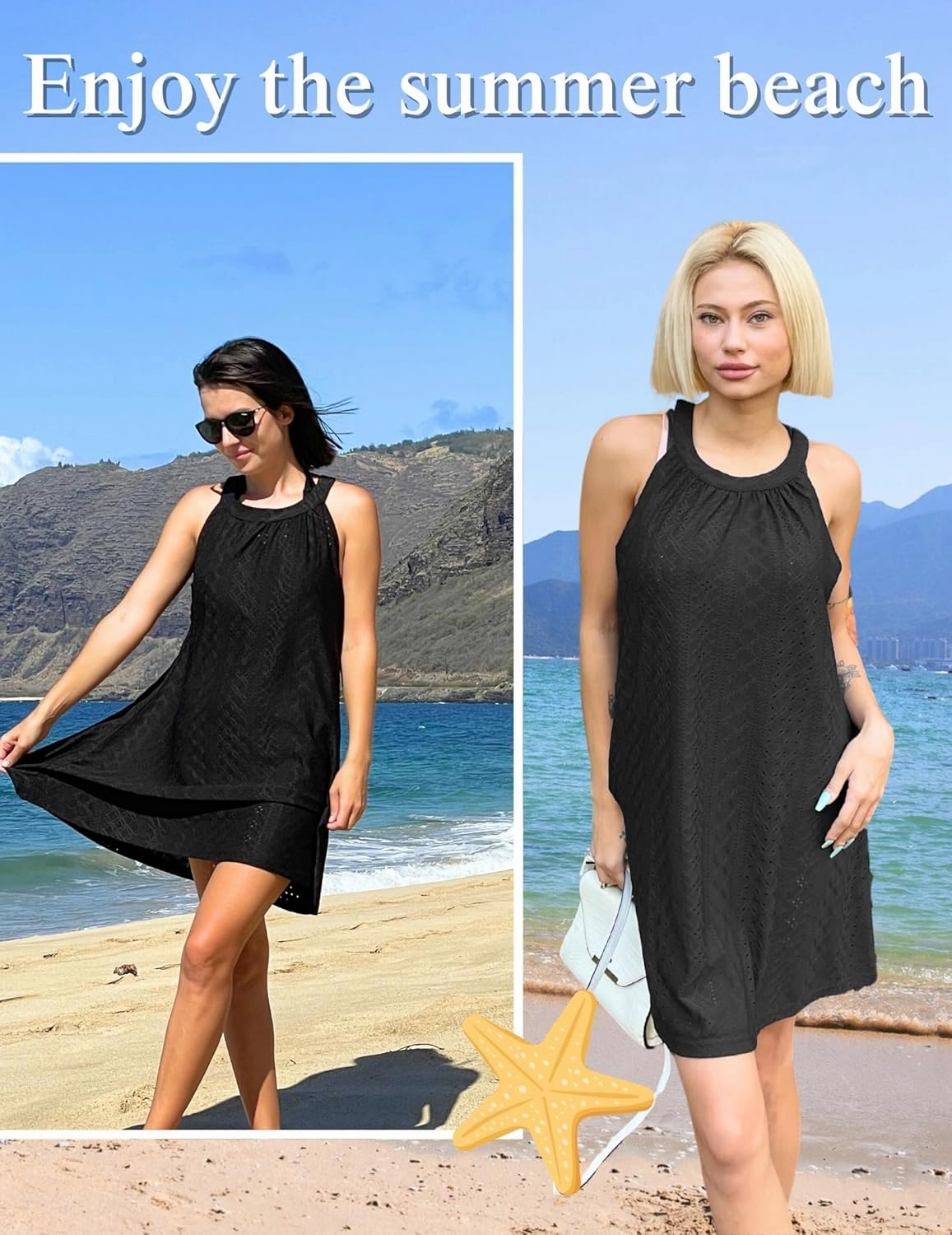 AI'MAGE Womens Swimsuit Cover Up Hollow Out Crochet Coverups Sleeveless Beach Dress Tank Bikini Cover Ups S-3XL