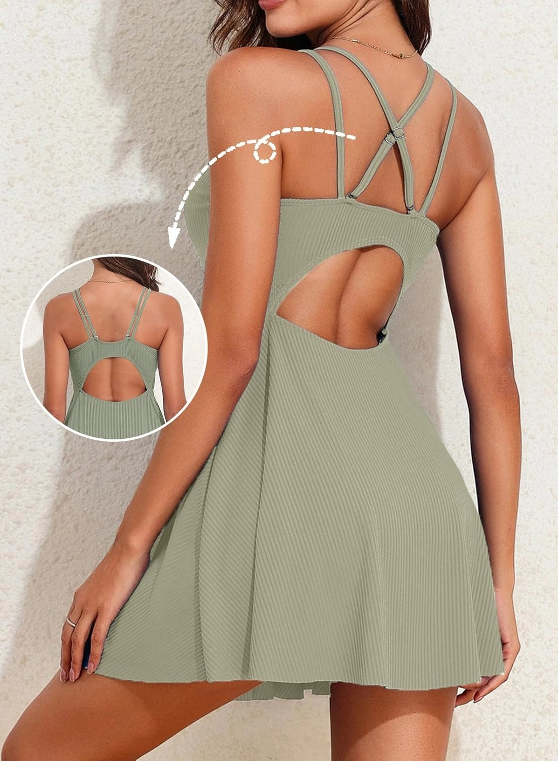 Aleumdr Swim Dress for Women One Piece Tummy Control Swimsuit Ribbed A Line Skirted Bathing Suits