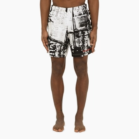 Alexander Mcqueen Men's Abstract Print Swim Shorts With Logo