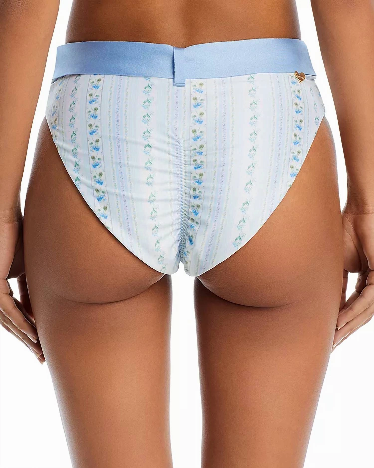 Alicia Flower Bow Bikini Bottom In Blue