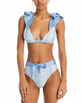 Alicia Flower Bow Bikini Bottom In Blue