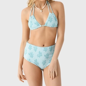 Allie Smocked Bikini Top In Mint Reef