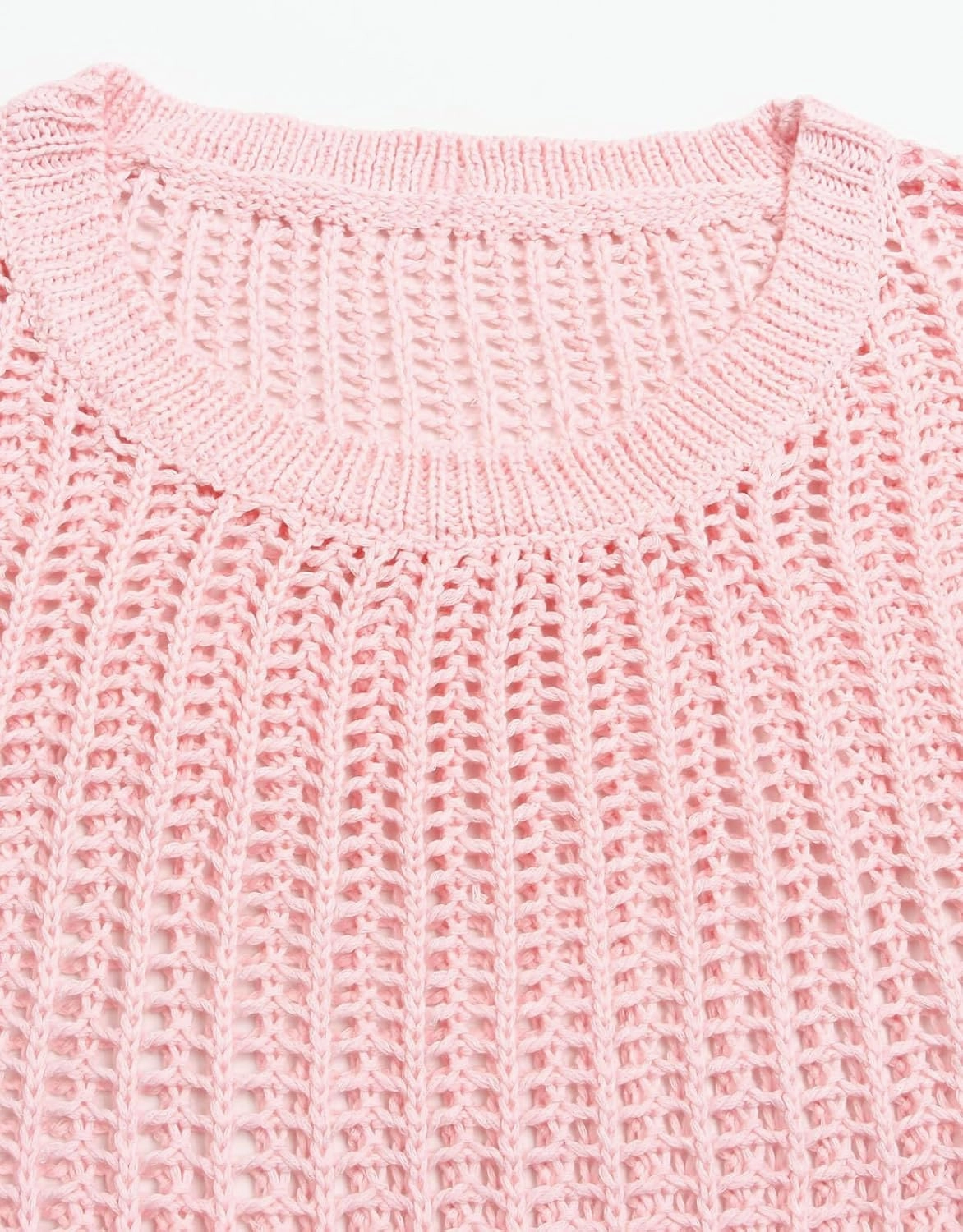 Alsol Lamesa Women's Plus Size Crochet Tops Short Sleeve Hollow Out Loose Scoop Neck Beach Crochet Cover Up 1X-5X