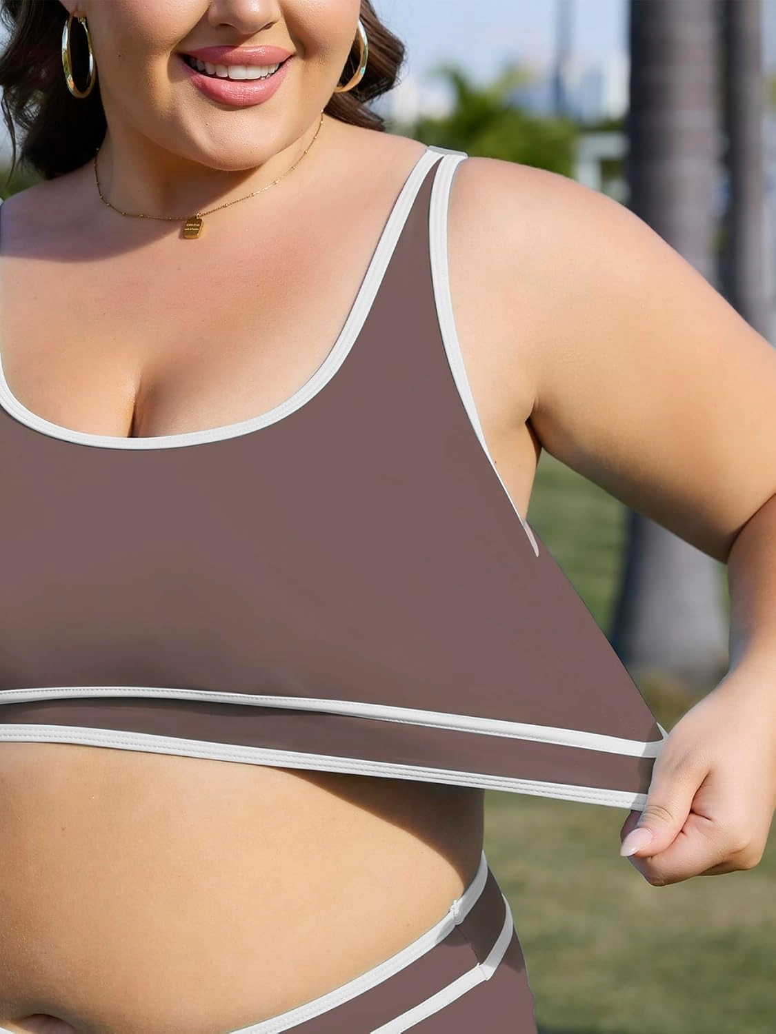 American Trends Womens Plus Size Bikini Swimsuit High Waisted Swimsuits Bathing Suit 2 Piece Tummy Control