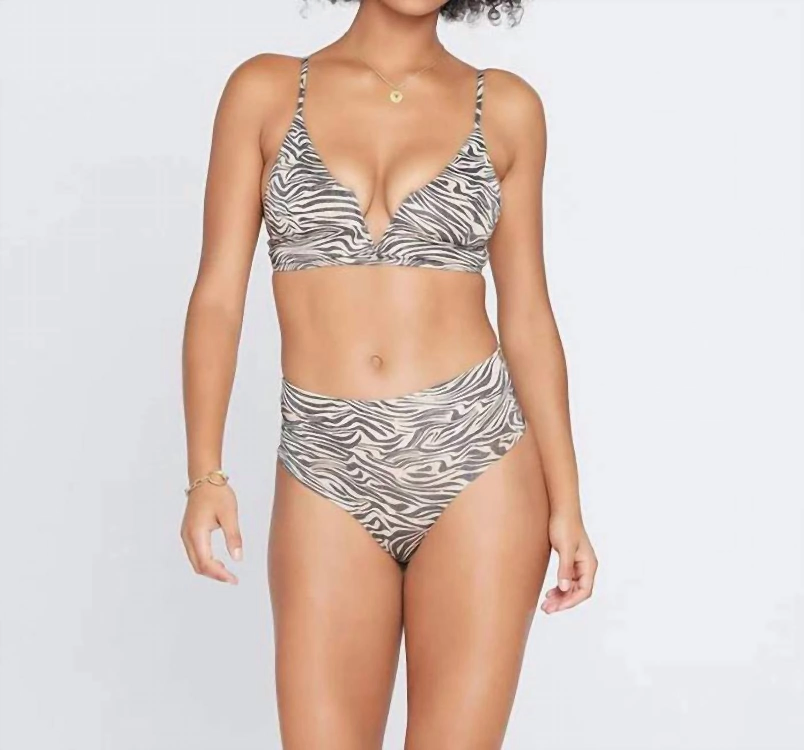 Animal Instinct Shimmer Portia Bottom In Zebra Print