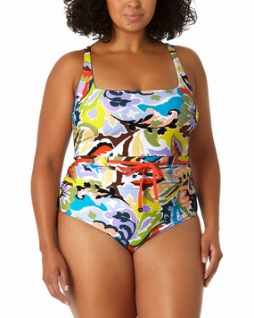 Anne Cole Belted Square Neck One-Piece
