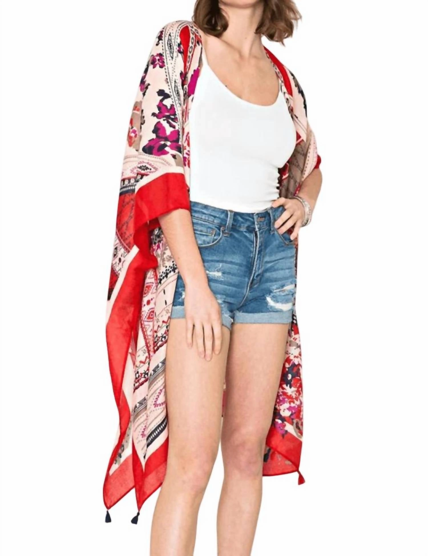 Antalya Scarf In Red Multi