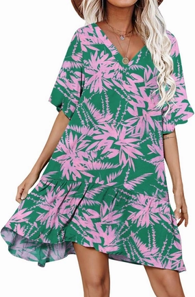 Aoulaydo Womens Swimsuit Coverups Sexy V Neck Bathing Suit Cover Ups Casual Loose Cover Up for Swimwear