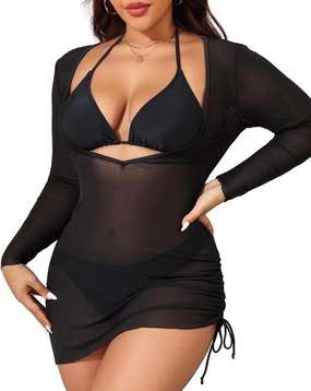 Aqua Eve Plus Size 3 Piece Bikini Set Women Swimsuits with Cover Up Bathing Suit