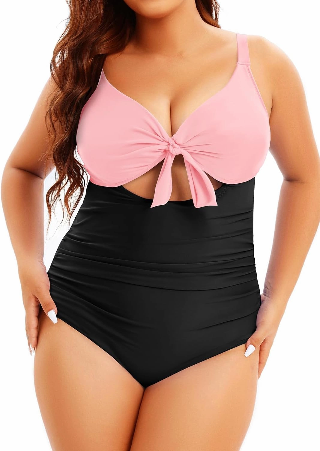 Aqua Eve Plus Size One Piece Swimsuit for Women Tummy Control Bathing Suit Cutout Swimwear