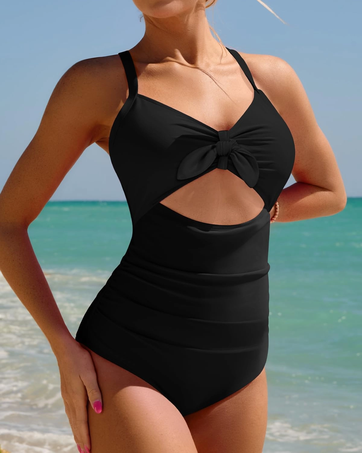 Aqua Eve Women Cut Out One Piece Swimsuit - Tummy Control Bathing Suit Push Up Monokini Swimwear 2025