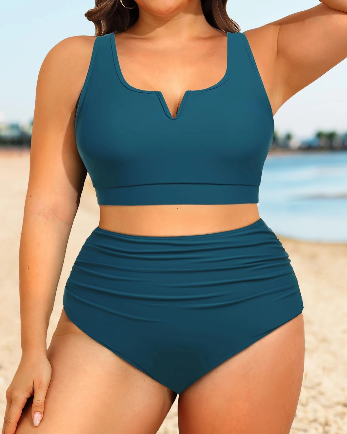 Aqua Eve Women Plus Size High Waisted Bikini - Two Piece Swimsuit Tummy Control Bathing Suit V-Wired 2025 Swimwear