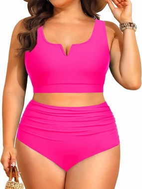 Aqua Eve Women Plus Size High Waisted Bikini - Two Piece Swimsuit Tummy Control Bathing Suit V-Wired 2025 Swimwear