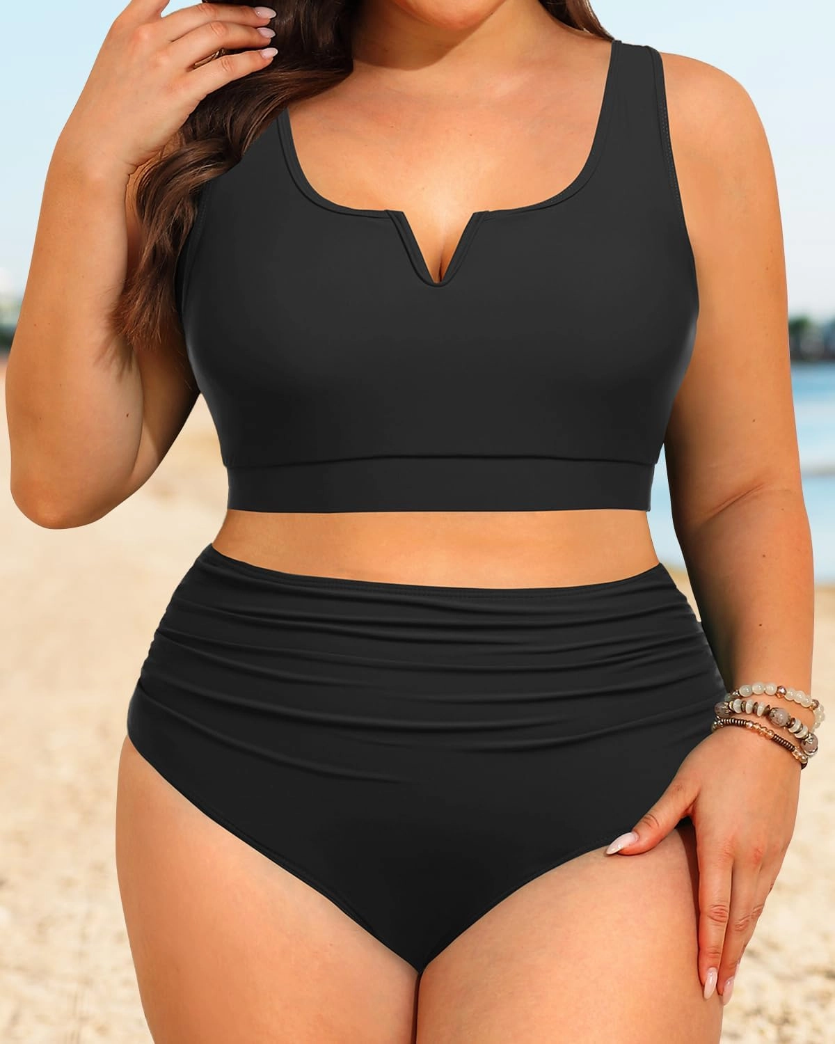 Aqua Eve Women Plus Size High Waisted Bikini - Two Piece Swimsuit Tummy Control Bathing Suit V-Wired 2025 Swimwear