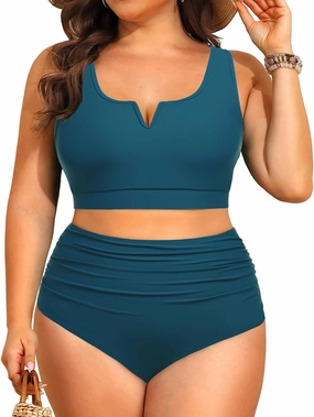 Aqua Eve Women Plus Size High Waisted Bikini - Two Piece Swimsuit Tummy Control Bathing Suit V-Wired 2025 Swimwear