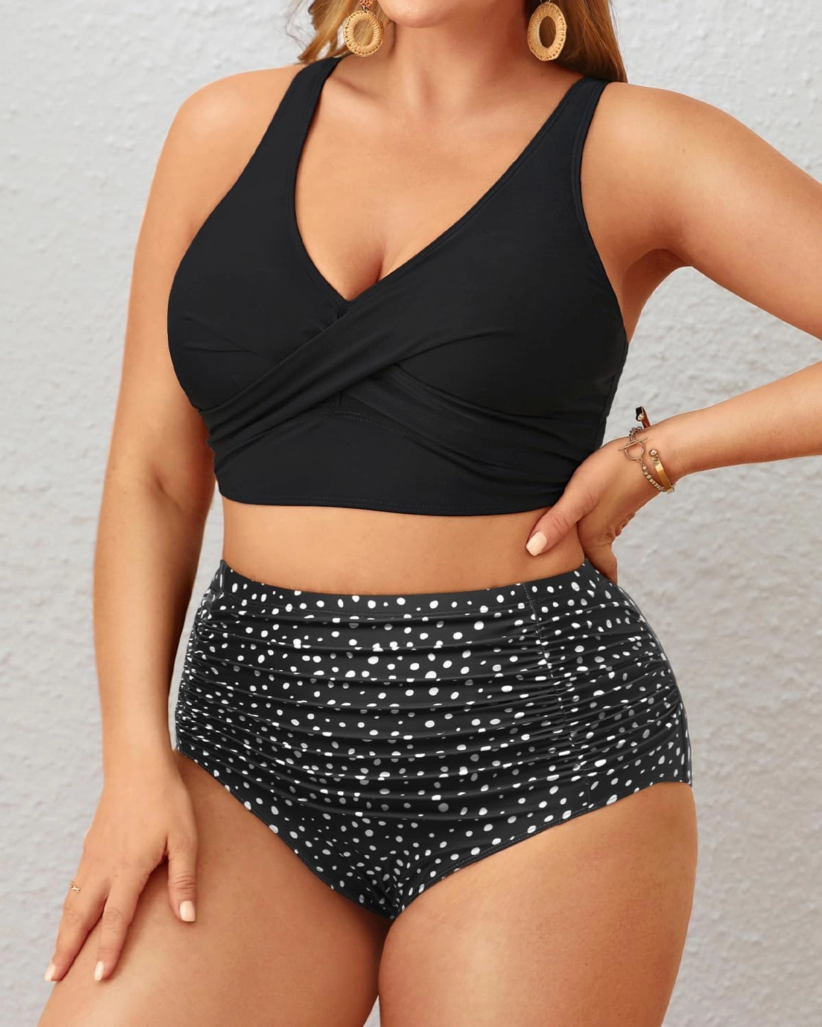 Aqua Eve Women Plus Size Two Piece Swimsuit High Waisted Bikini Set Tummy Control Bathing Suit