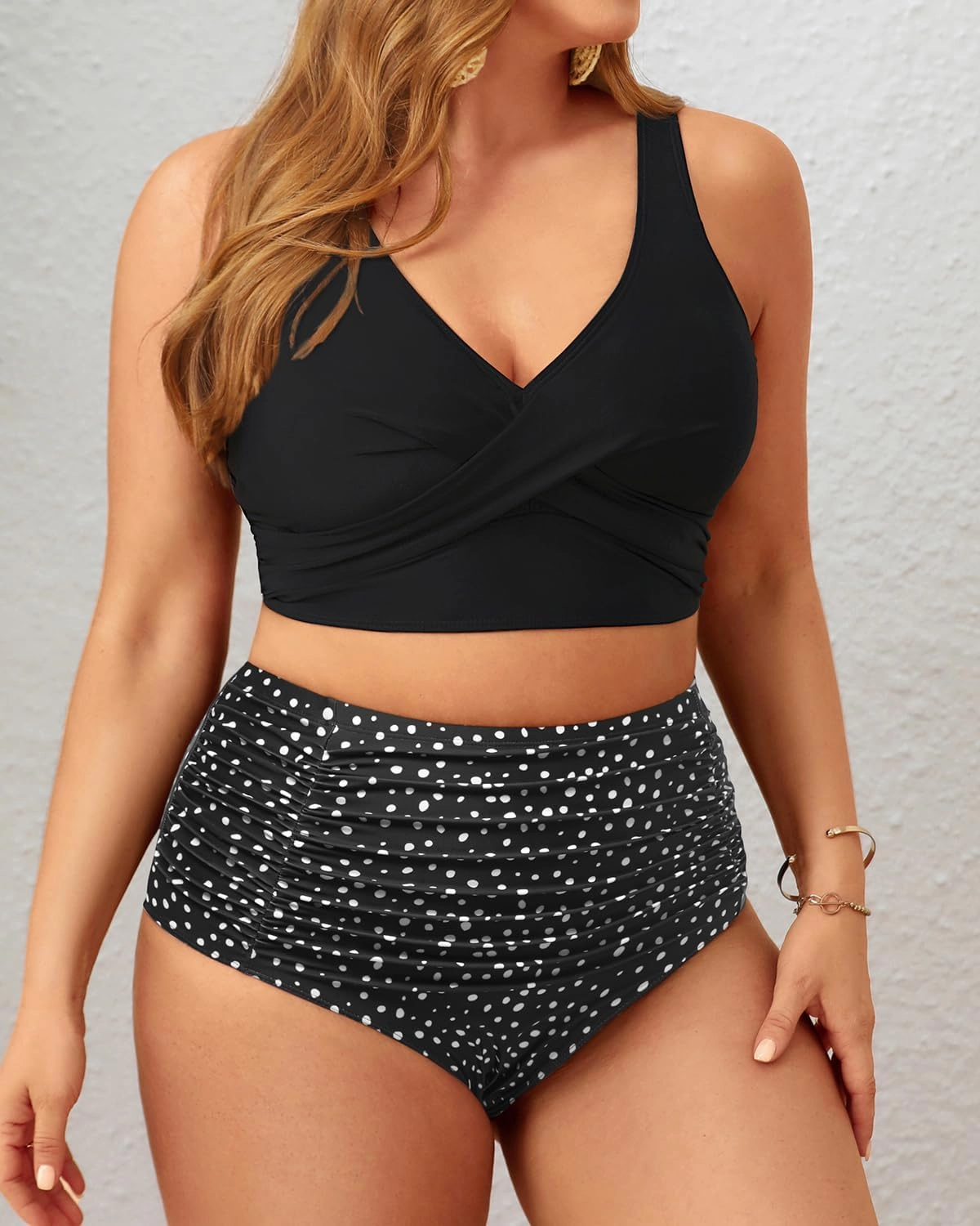Aqua Eve Women Plus Size Two Piece Swimsuit High Waisted Bikini Set Tummy Control Bathing Suit