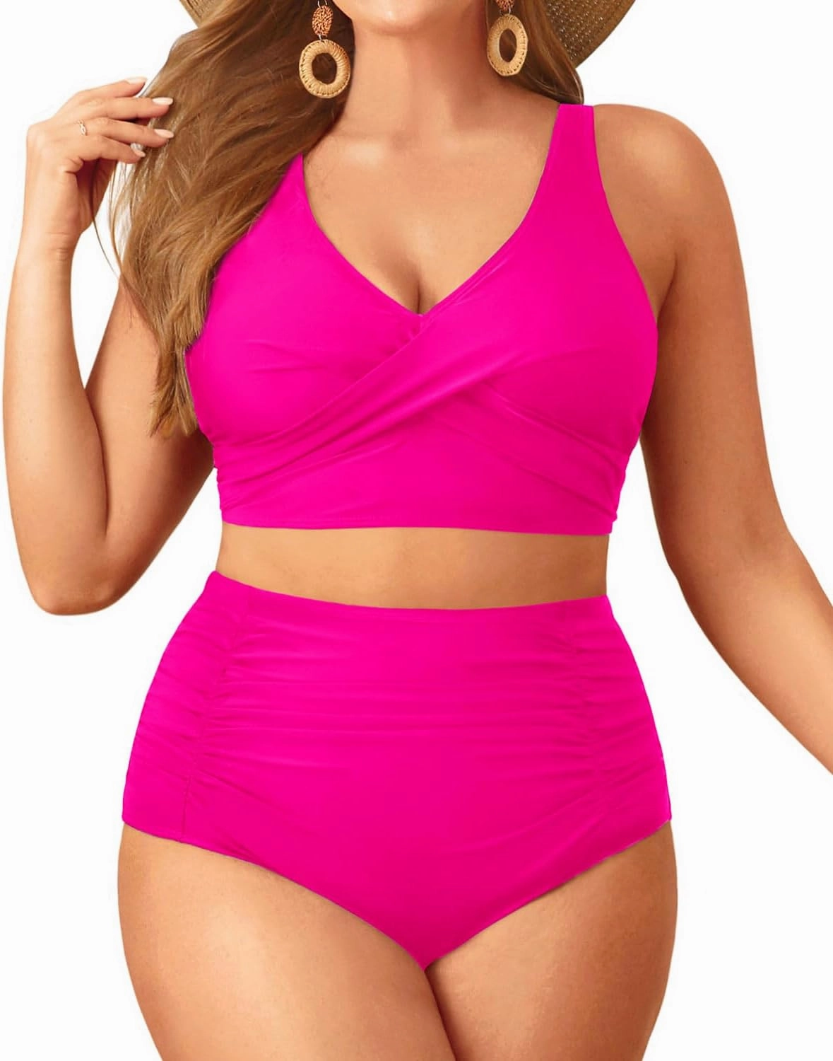 Aqua Eve Women Plus Size Two Piece Swimsuit High Waisted Bikini Set Tummy Control Bathing Suit