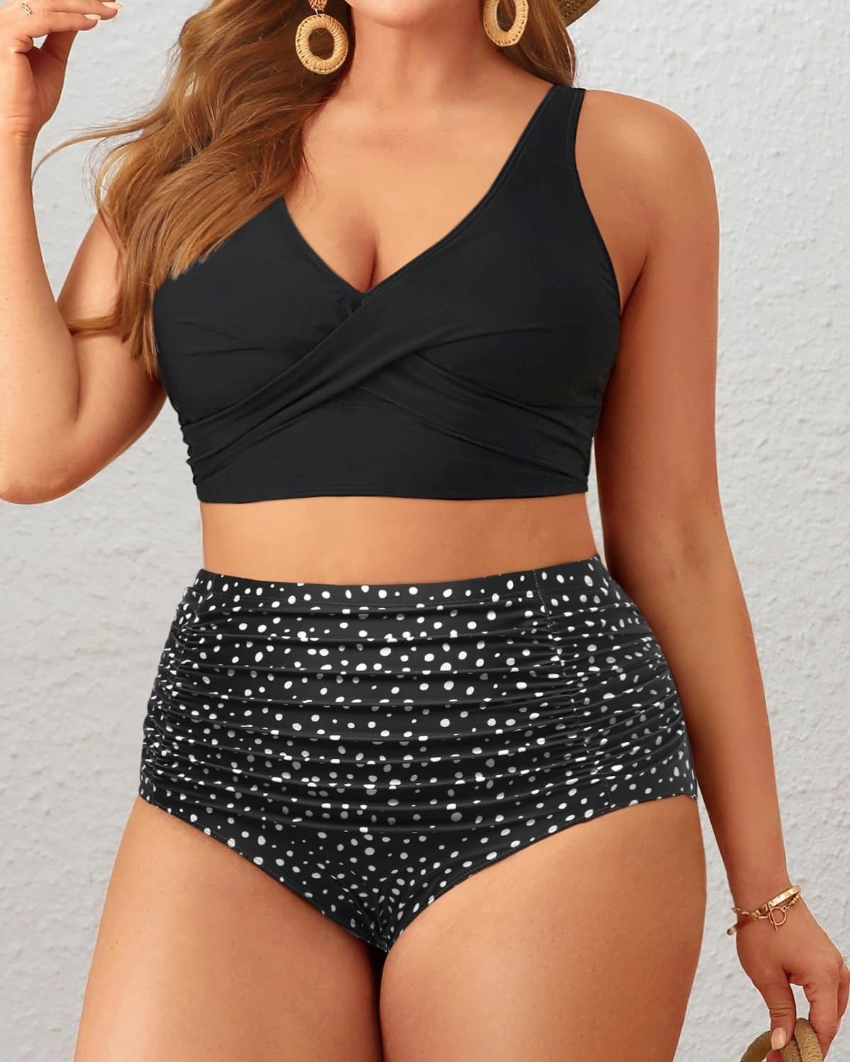 Aqua Eve Women Plus Size Two Piece Swimsuit High Waisted Bikini Set Tummy Control Bathing Suit