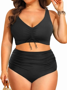 Aqua Eve Women Plus Size Two Piece Swimsuit High Waisted Bikini Set Tummy Control Bathing Suit