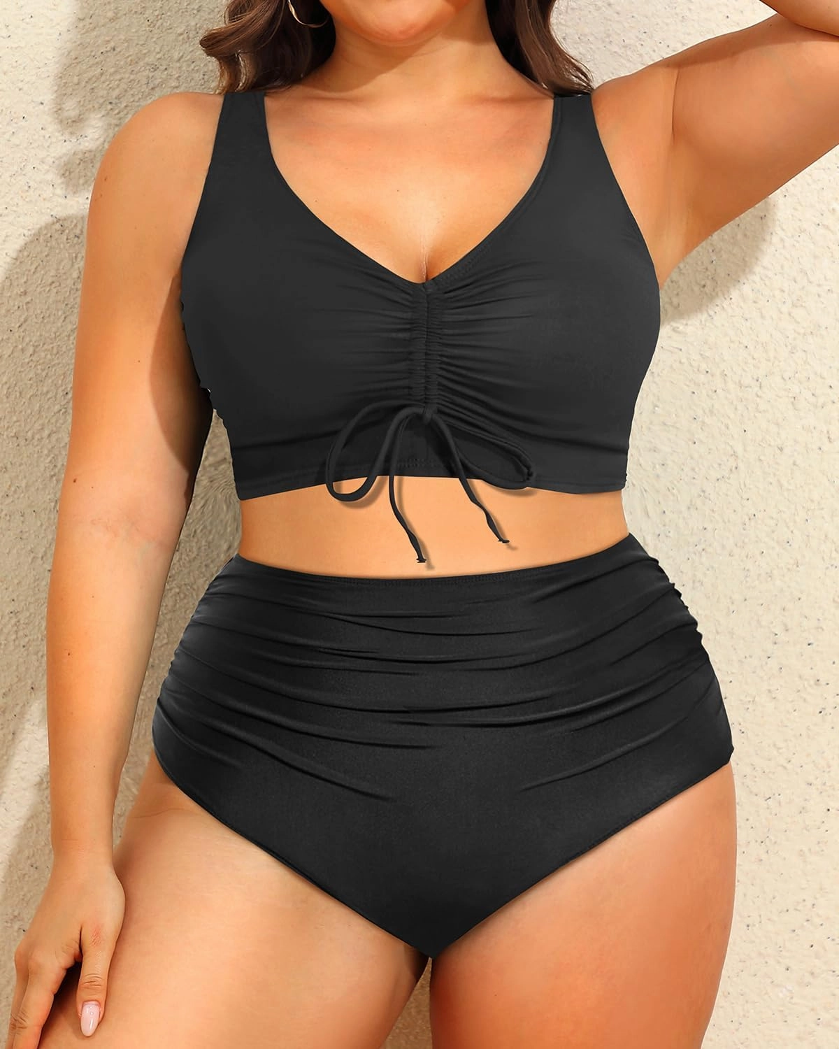 Aqua Eve Women Plus Size Two Piece Swimsuit High Waisted Bikini Set Tummy Control Bathing Suit