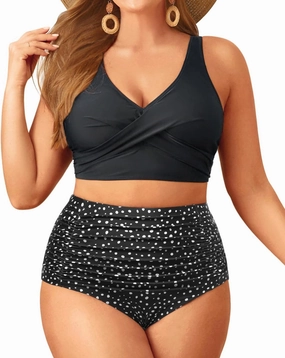 Aqua Eve Women Plus Size Two Piece Swimsuit High Waisted Bikini Set Tummy Control Bathing Suit