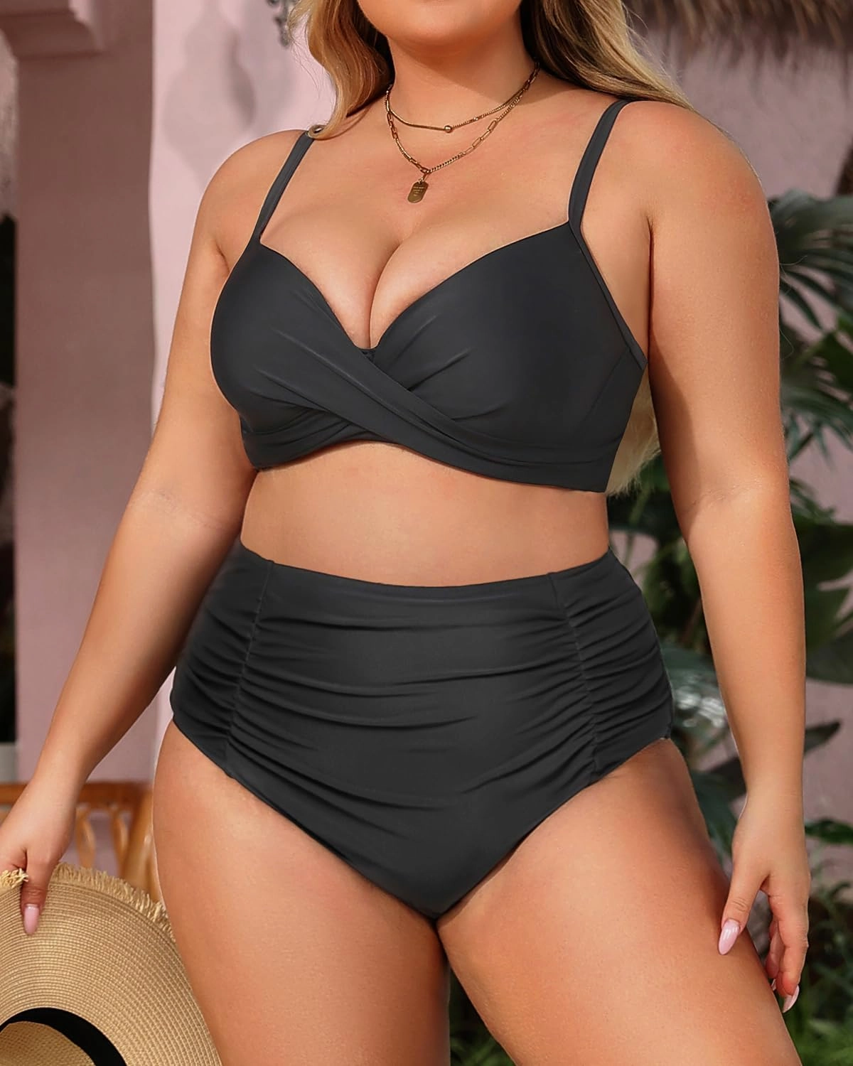 Aqua Eve Women Plus Size Underwire Bikini Two Piece Swimsuit High Waisted Tummy Control Bathing Suit