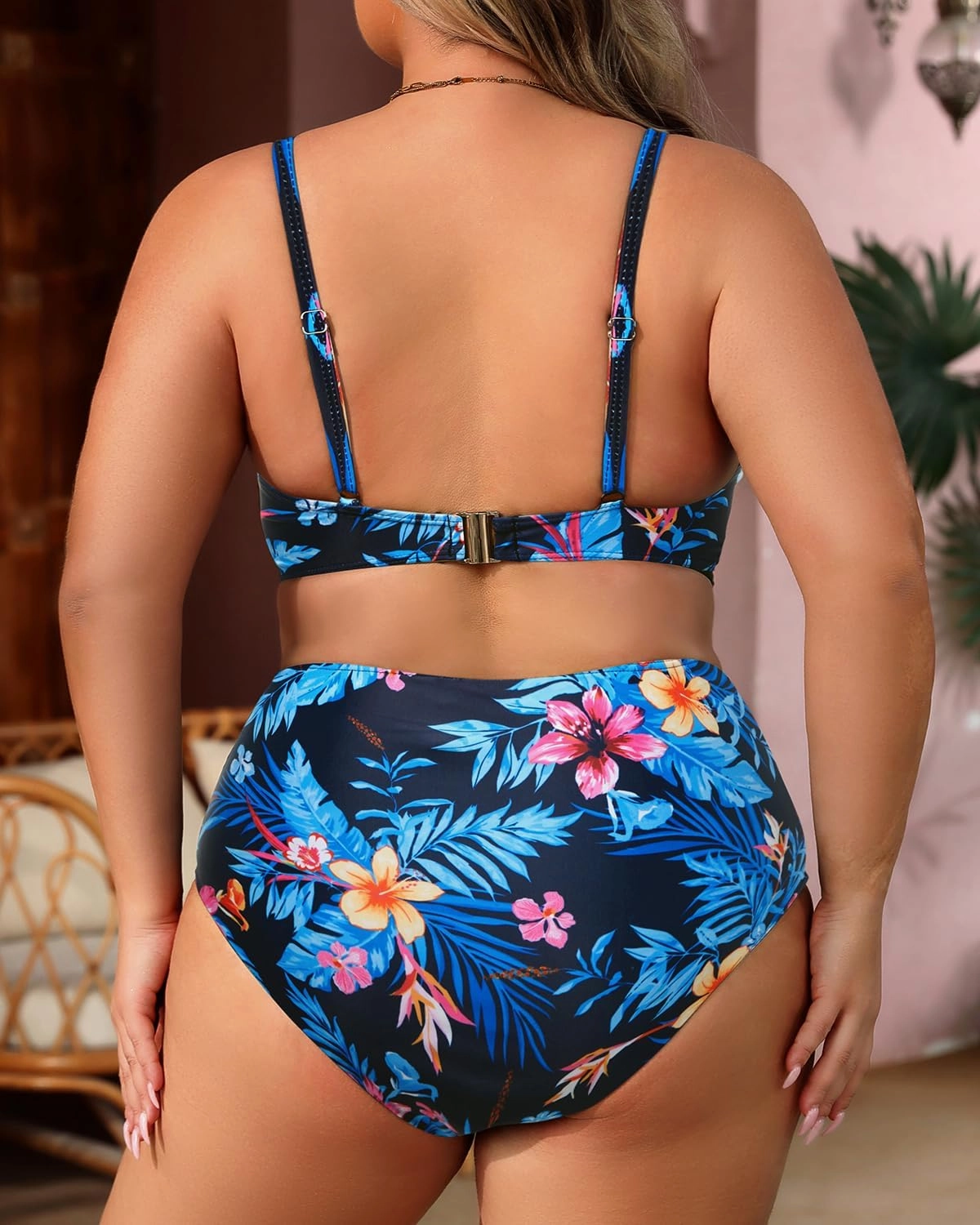 Aqua Eve Women Plus Size Underwire Bikini Two Piece Swimsuit High Waisted Tummy Control Bathing Suit
