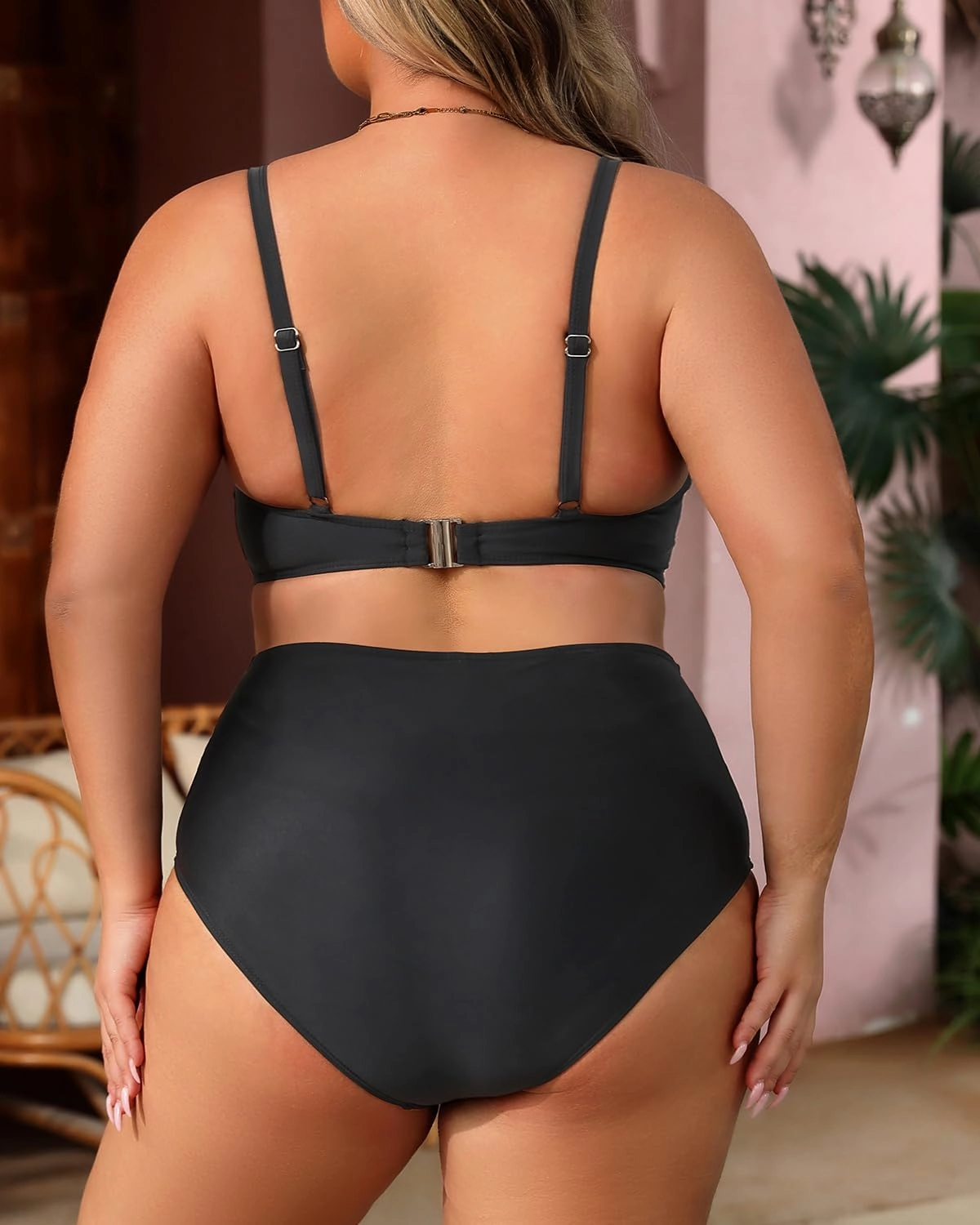 Aqua Eve Women Plus Size Underwire Bikini Two Piece Swimsuit High Waisted Tummy Control Bathing Suit