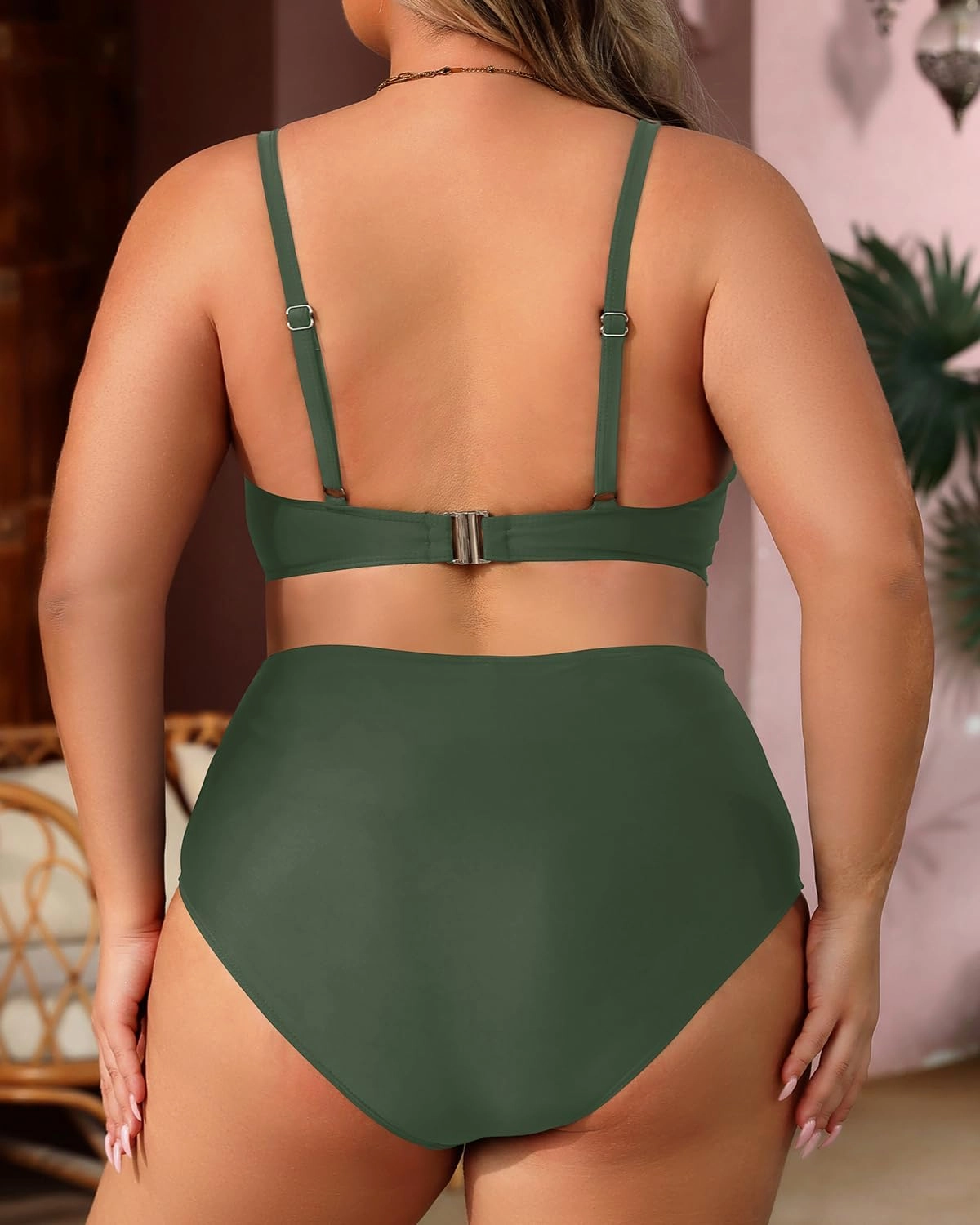 Aqua Eve Women Plus Size Underwire Bikini Two Piece Swimsuit High Waisted Tummy Control Bathing Suit